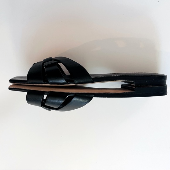 YSL Saint Laurent Tribute Leather Slides Sandals Black size 38.5 - Picture 6 of 10
